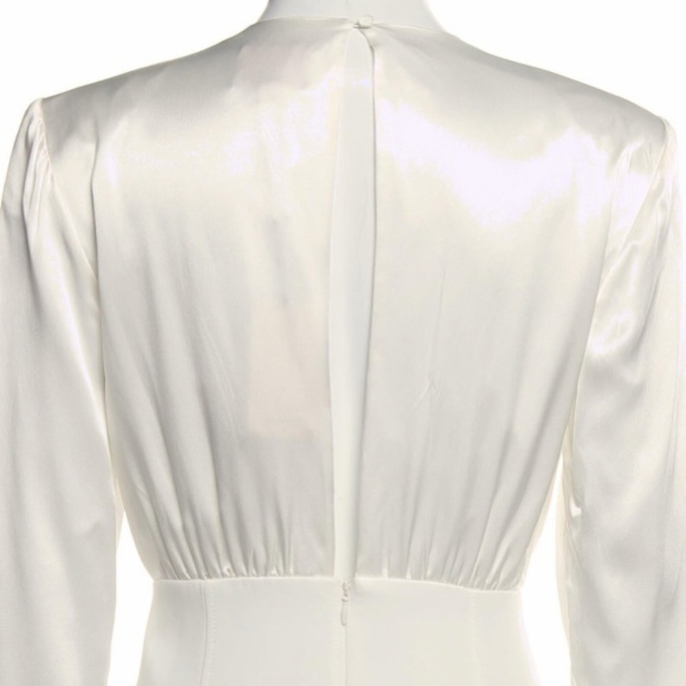 White Long Sleeve Silk Dress Size 10 - Picture 6 of 9